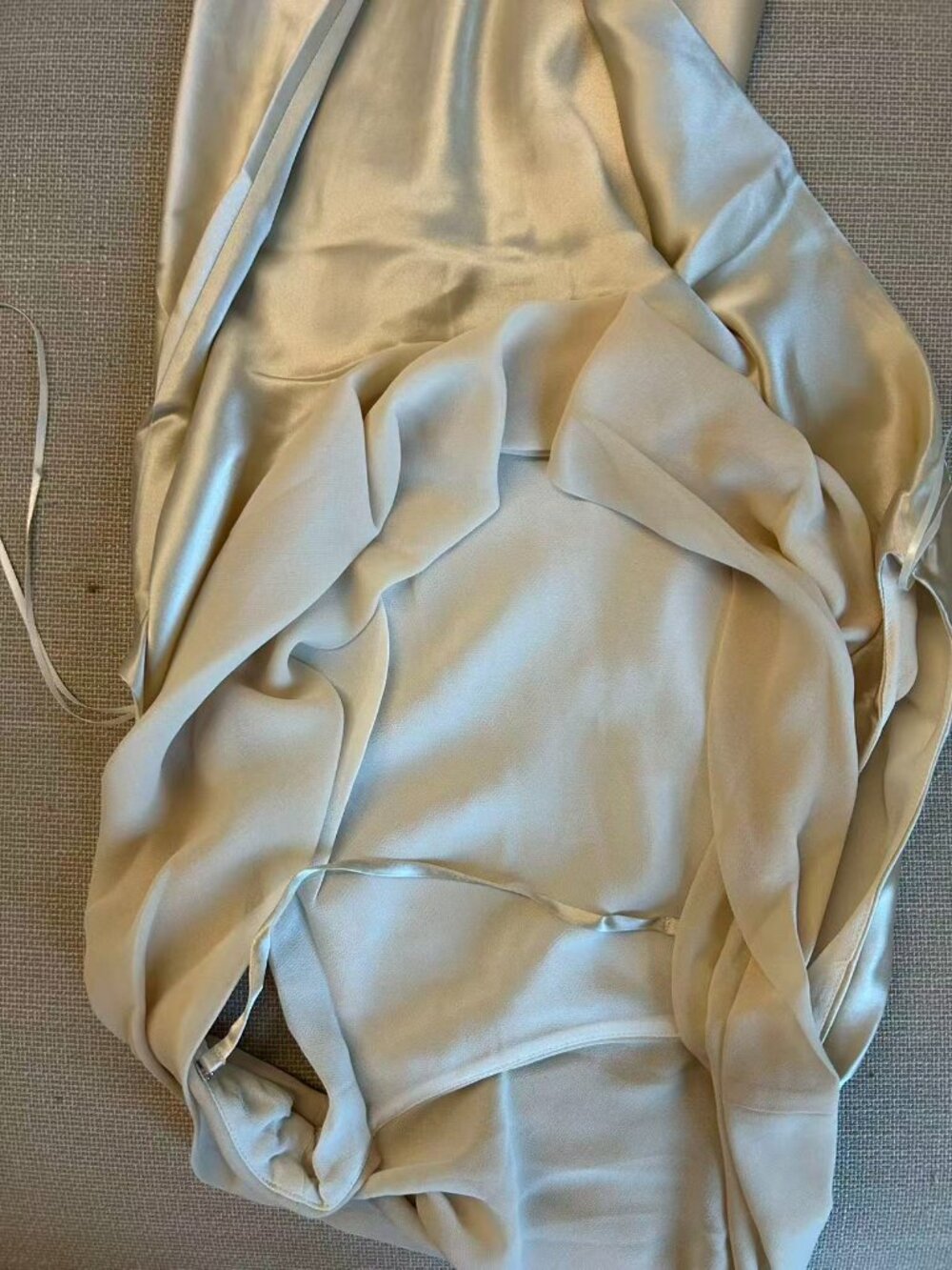 Reformation Satin Mini Dress in Champagne Cream - Picture 7 of 9